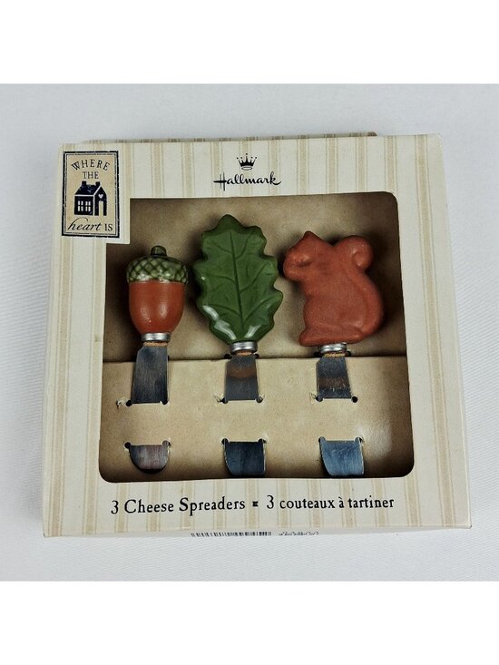 Hallmark Other - Hallmark Fall-Themed Ceramic Handled Cheese Spreaders Set Of 3 - Acorn Oak Leaf